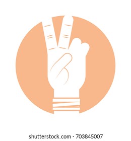 Hand making peace and love