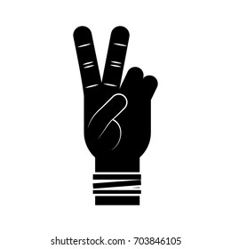 Hand making peace and love