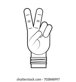 Hand making peace and love