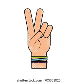 Hand making peace and love