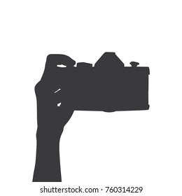 Hand making a photography, vector illustration design. Hands collection.