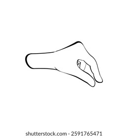 A hand making a pinching gesture, A little bit or take something sign. Sketch Line illustration