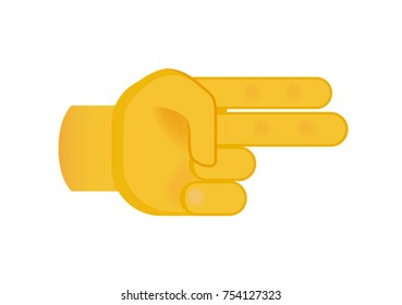 Hand Making Pistol Sign on White Background. Isolated Vector Illustration 