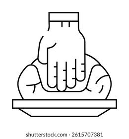 hand making pot line icon vector. hand making pot sign. isolated contour symbol black illustration