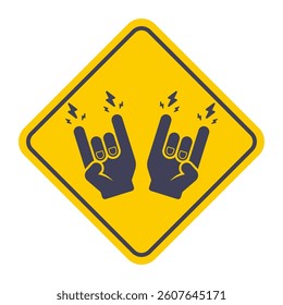 Hand making rock gesture. Black icon. Flat illustration.