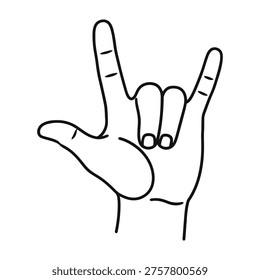 Hand making rock on gesture sign