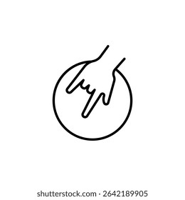 Hand Making A Rock And Roll Symbol Inside A Circle Outline