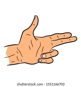 A hand making a shape of a pointed hand gun