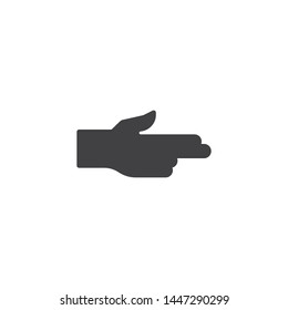 Hand making shooting gun, gesture vector icon. filled flat sign for mobile concept and web design. Hand pointing with two fingers right glyph icon. Symbol, logo illustration. Vector graphics
