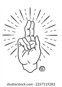 hand making sign faith religion jesus hand lights illustration vector