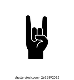 Hand Making the Sign of the Horns Gesture with Index and Pinky Fingers Extended