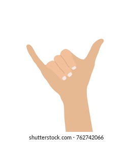 Hand making surf sign, vector illustration design. Hands collection.