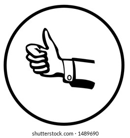 hand making a thumbs up gesture illustration in black and white