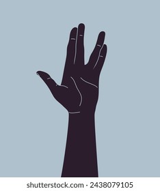 Hand making Vulcan salute gesture. Live long and prosper hand sign. Vector illustration