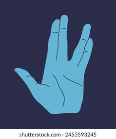 Hand making Vulcan salute gesture. Live long and prosper hand sign isolated. Vector illustration