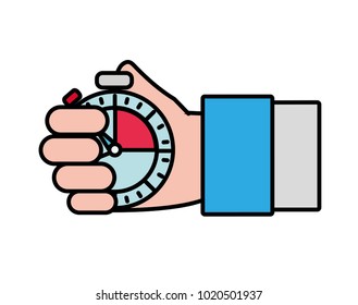hand man with chronometer time object