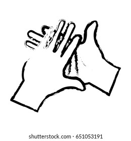 hand man clap gesture icon sketch