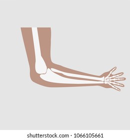 hand of man in the elbow and wrist joints