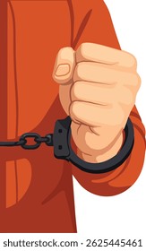 The hand of a man in Handcuffs. Concept of juvenile delinquent, criminal liability of minors. Members of youth criminal groups and gangs
