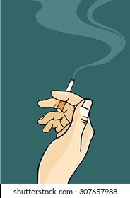Hand eines Mannes, der eine Zigarette hält