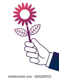 hand of man holding flower romantic gift