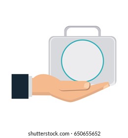 hand man holding kit first aid veterinarian