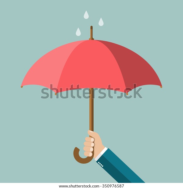 傘を持つ男の手。ベクターイラスト