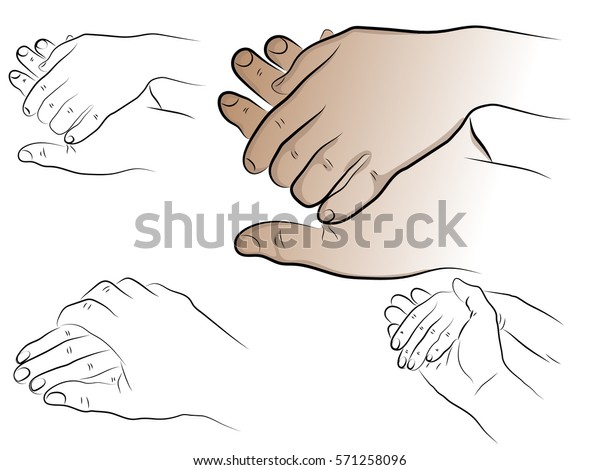 Hand Man Holding Womans Palm Pencil Stock Vector Royalty