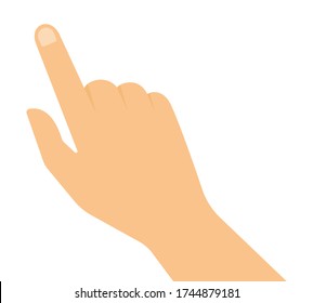 Hand Of A Man With An Index Finger Close Up Vector Illustration In A Flat Design.