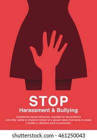 Hand Of A Man Molest Woman. Sexual Harassment,Violence Against Women, Workplace Bullying Concept Poster.