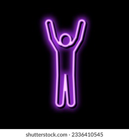 hand up man neon light sign vector. hand up man sign. isolated symbol illustration