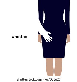 Hand of a man touching the back of a woman. Sexual harassment concept. #MeToo .  VECTOR