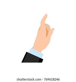 Hand of a man with well-groomed nails. Gesture of a businessman in a suit. Isolated Vector Illustration.
