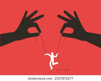 Hand manipulating person string illustration