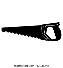 Hand manual saw flat icon as a repair tool. Vector illustration isolated on white background
