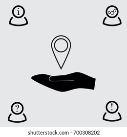 Hand and map pointer vector icon