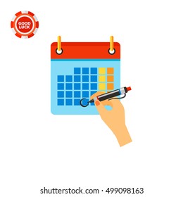 Hand Marking Date on Calendar Icon