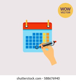 Hand Marking Date on Calendar Icon