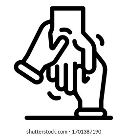 Hand massage icon. Outline hand massage vector icon for web design isolated on white background