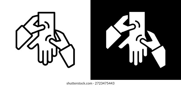 Icono de masaje de manos Ilustración vectorial negro blanco