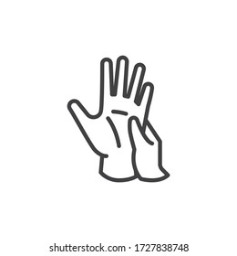 Hand Massage line icon. linear style sign for mobile concept and web design. Spa procedure, hand massage outline vector icon. Symbol, logo illustration. Vector graphics