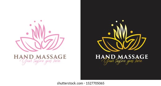 Hand massage logo with a natural concept