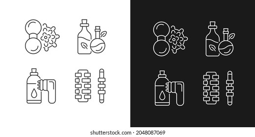 Hand massiert lineare Symbole für den Dunkel- und Lichtmodus. Anticellulite Massager. Geräte für die Rückenmassage. Anpassbare Thin-Line-Symbole. Einzige Vektorgrafik-Rahmenillustrationen. Bearbeitbarer Hub