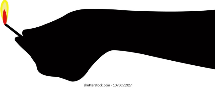 hand with match, silhouette vector