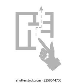 hand and maze icon, puzzle concept, vector illustration