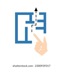 icono de mano y laberinto, concepto de rompecabezas, ilustración vectorial