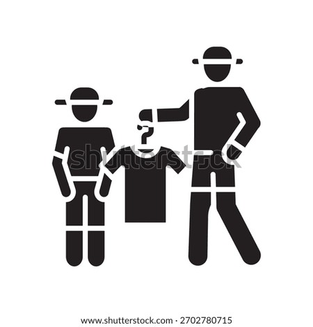 hand me down clothes black line icon for digital and print projects. Minimal clean icons for apps and websites. Modern simple icons for UI UX and branding