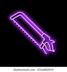 hand meat saw neon light sign vector. hand meat saw sign. isolated symbol illustration