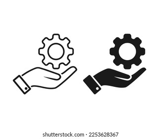 Hand mechanic gear icon. Settings support sign symbol. Illustration vector