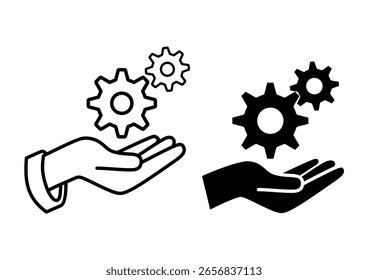 Hand mechanic gear icon. Settings support sign symbol. Illustration vector